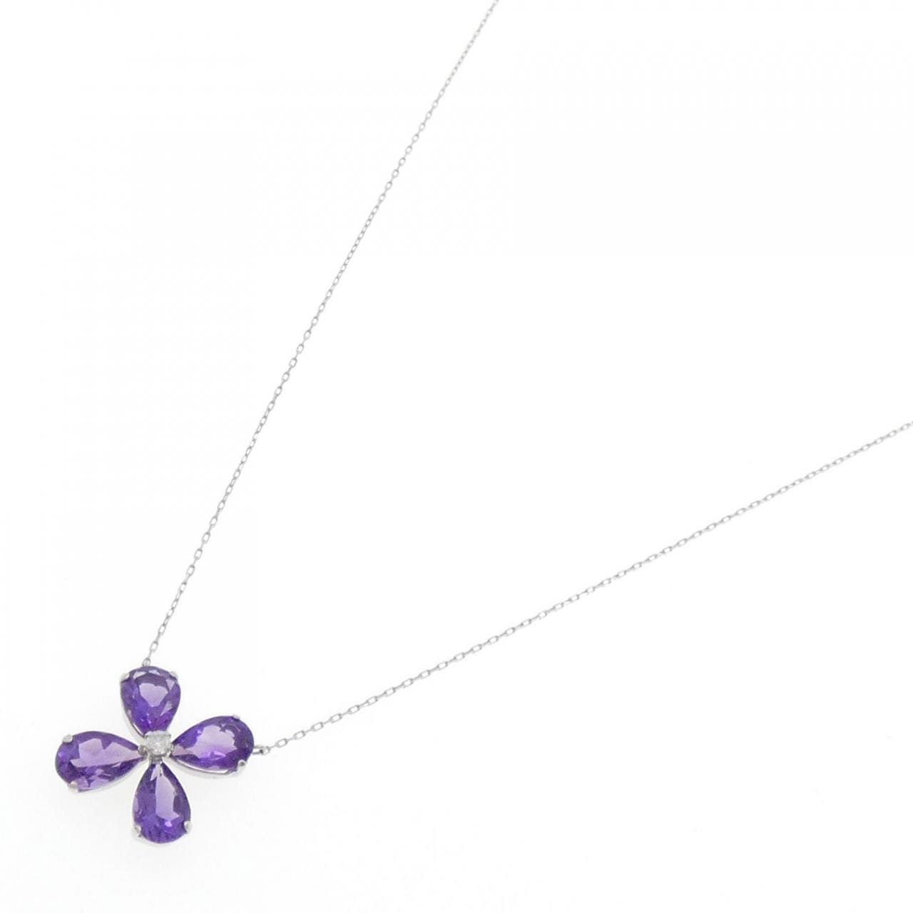 [BRAND NEW] PT Flower Amethyst Necklace 1.48CT