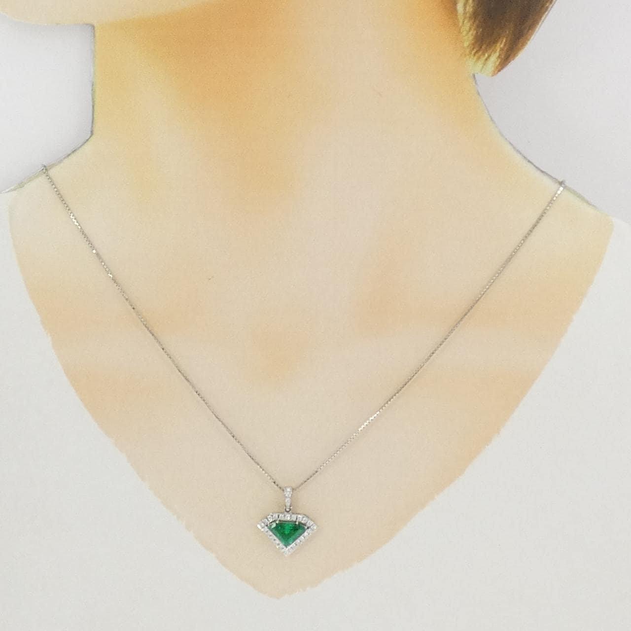 PT900/PT850 エメラルド ネックレス 0.87CT