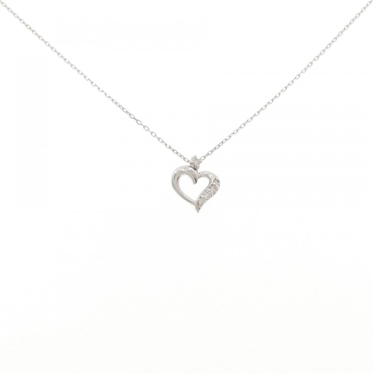 K10WG ハート ダイヤモンド ネックレス 0.03CT