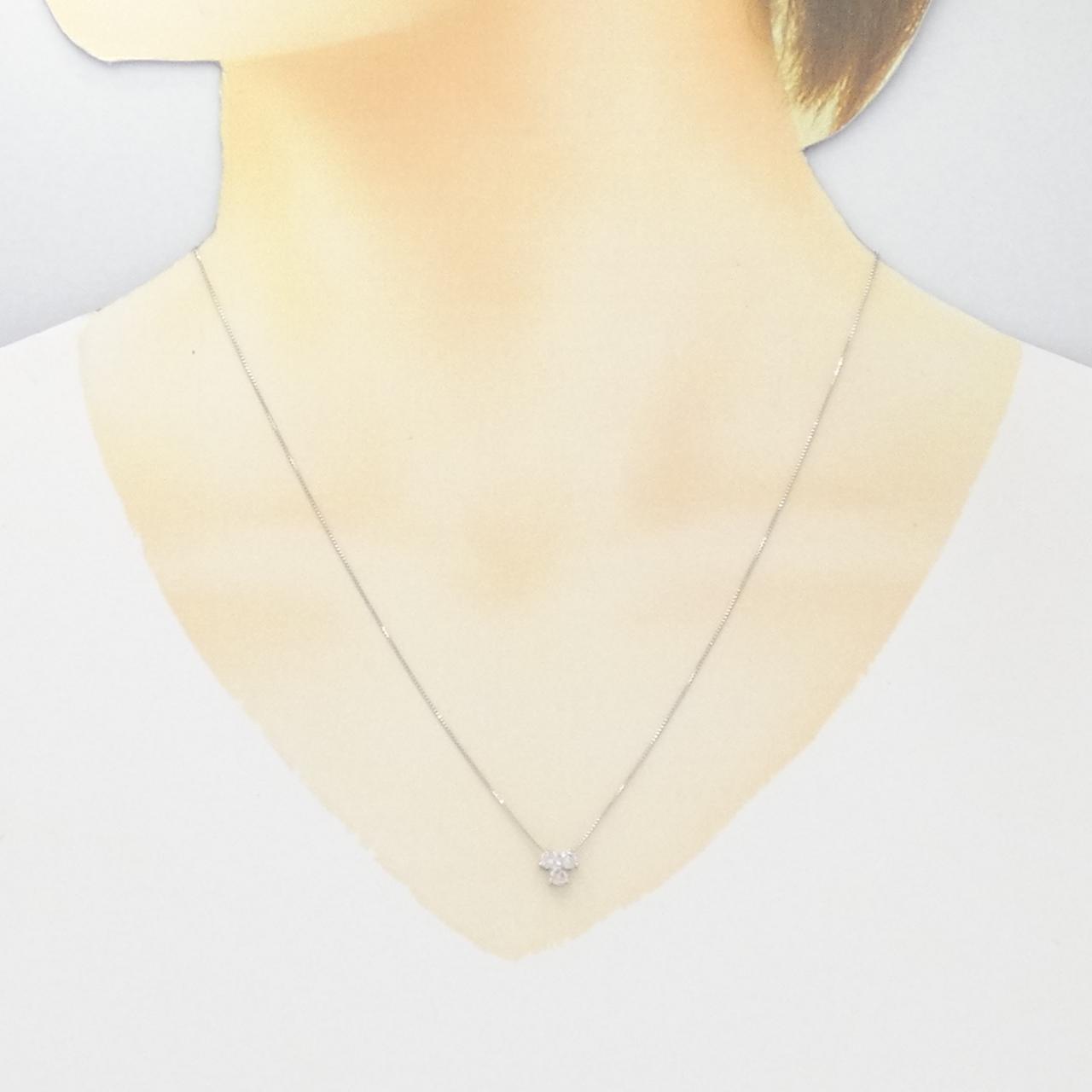 K18WG Three Stone Diamond Necklace 0.3CT