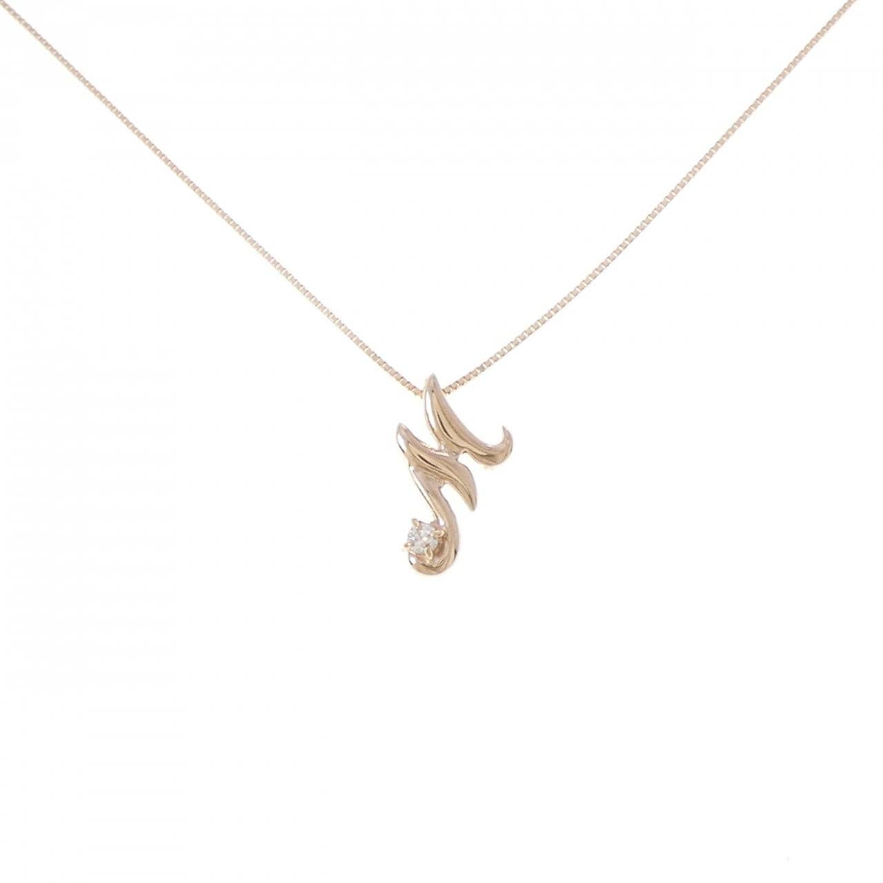 K10PG イニシャルM ダイヤモンド ネックレス 0.03CT