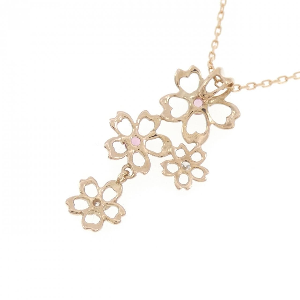 K18PG 花朵碧玺项链