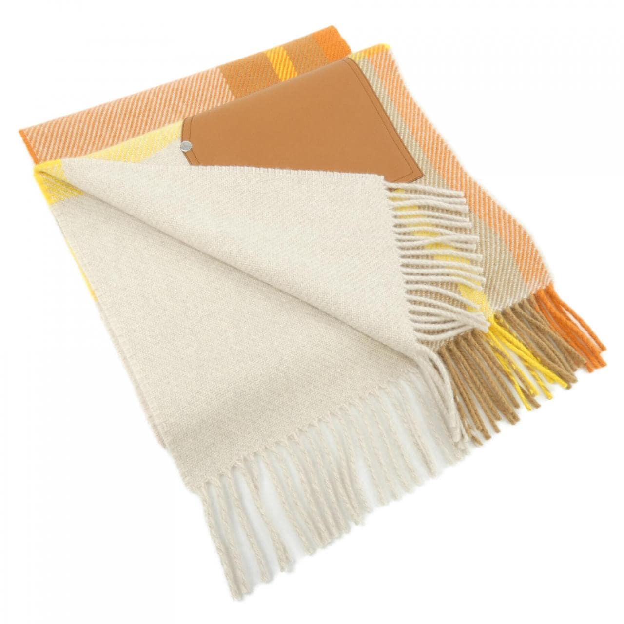 エルメス HERMES タータンポケット キュイール アップリケ H259150S MUFFLER