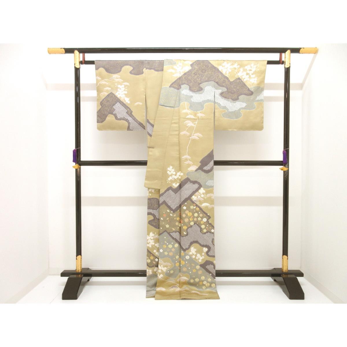 訪問着　友禅金彩加工　刺繍入り　絞り加工　身幅Ｌ寸