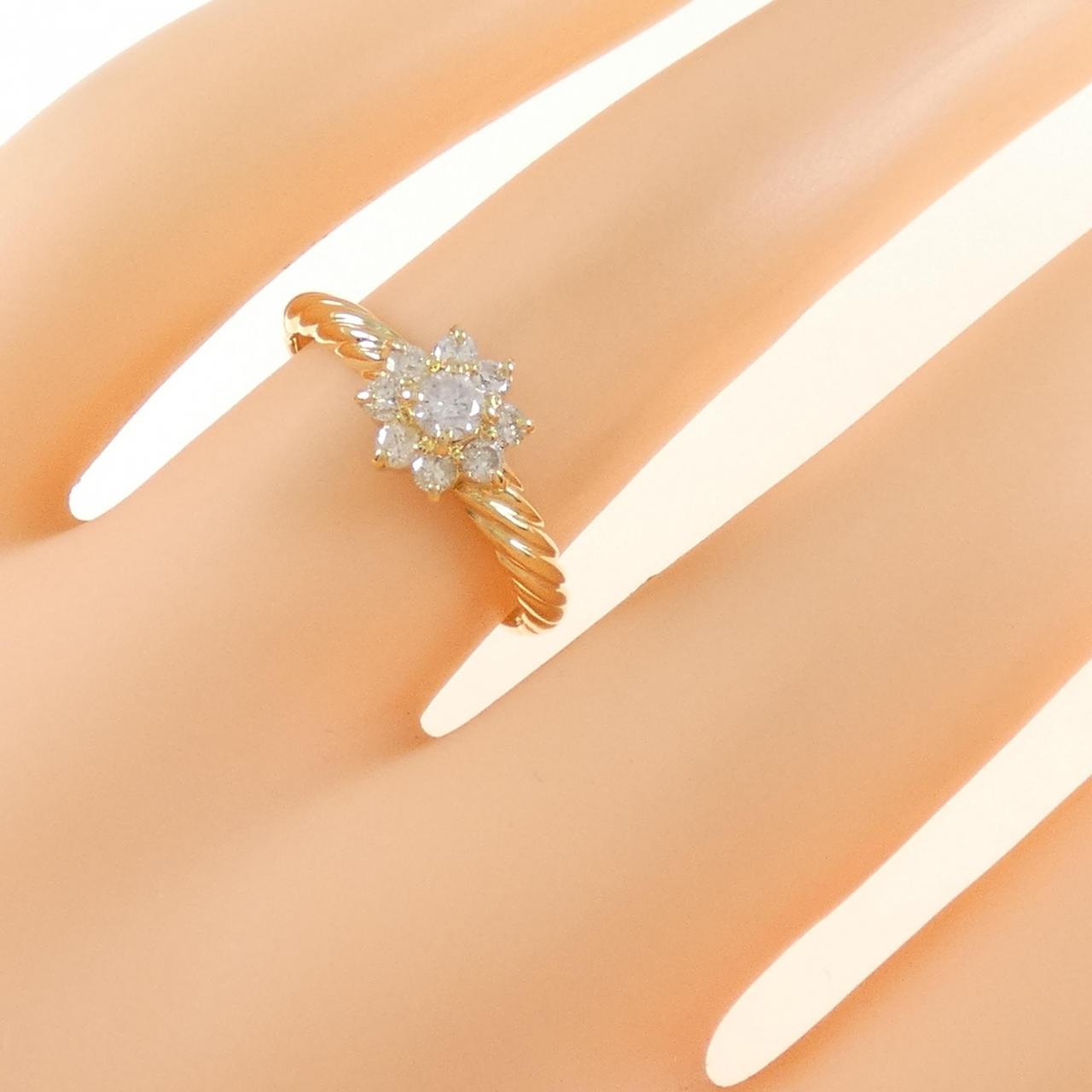 K18YG フラワー ダイヤモンド リング 0.32CT
