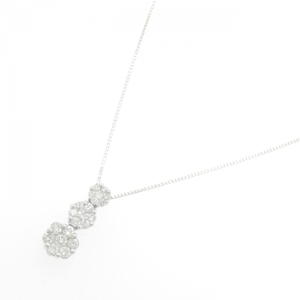 K18WG 花鑽石項鍊 1.00CT