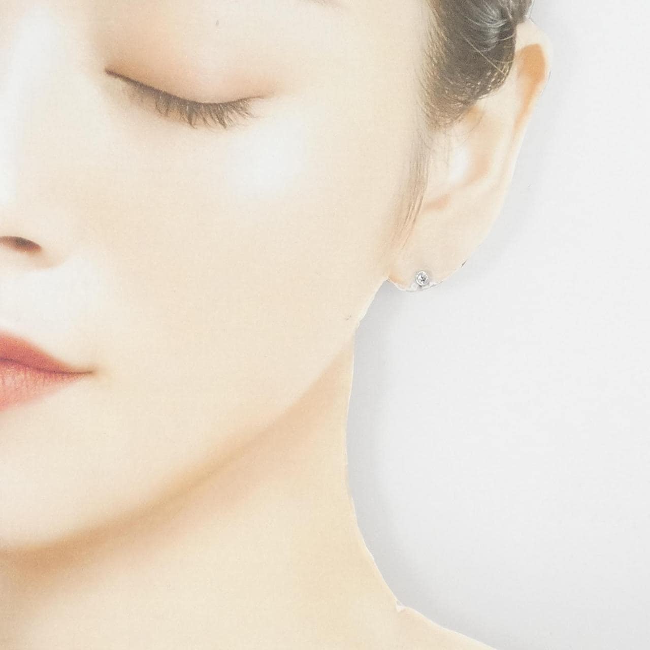 K18WG ソリティア ダイヤモンド ピアス 0.2CT