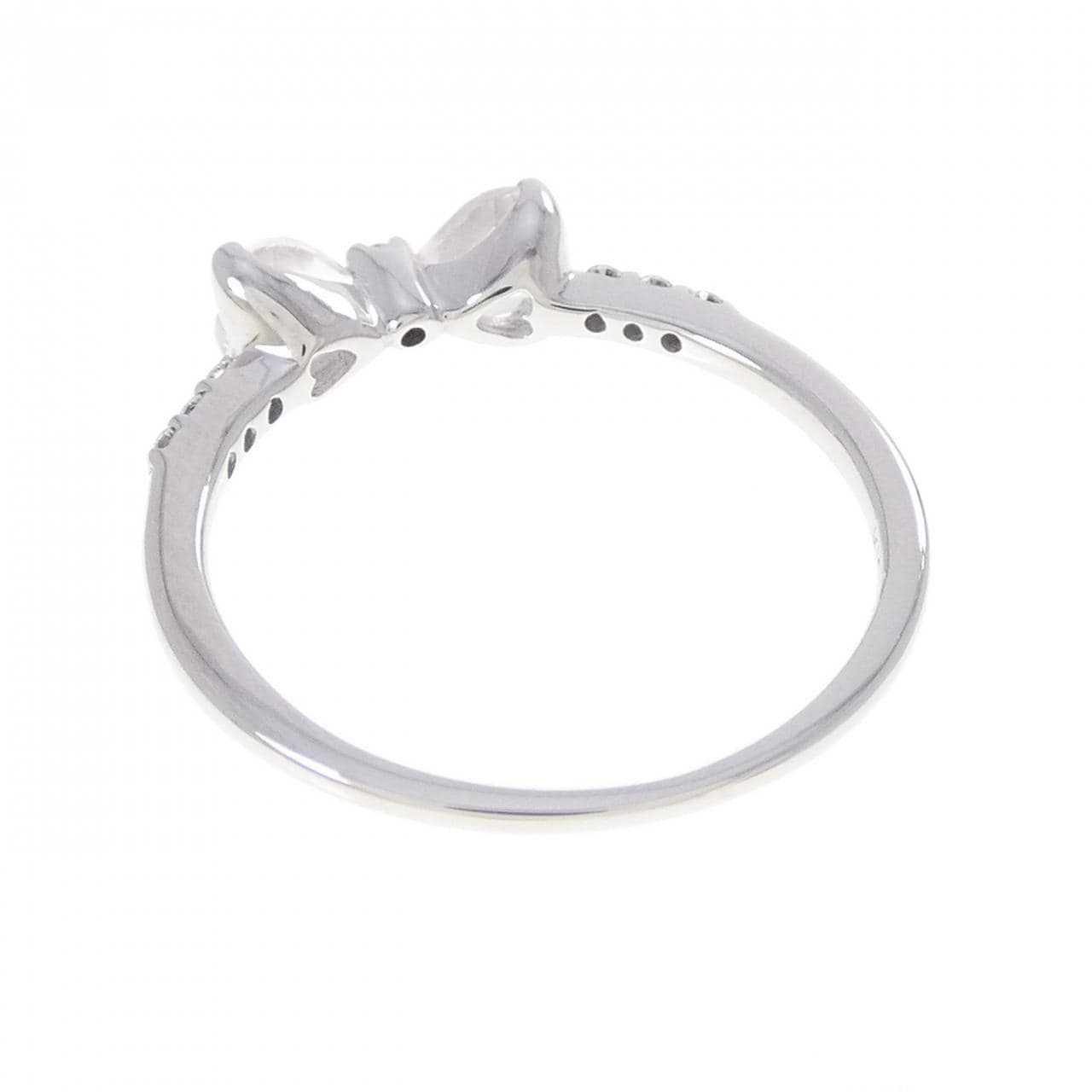 K10WG リボン×ハート クオーツ リング