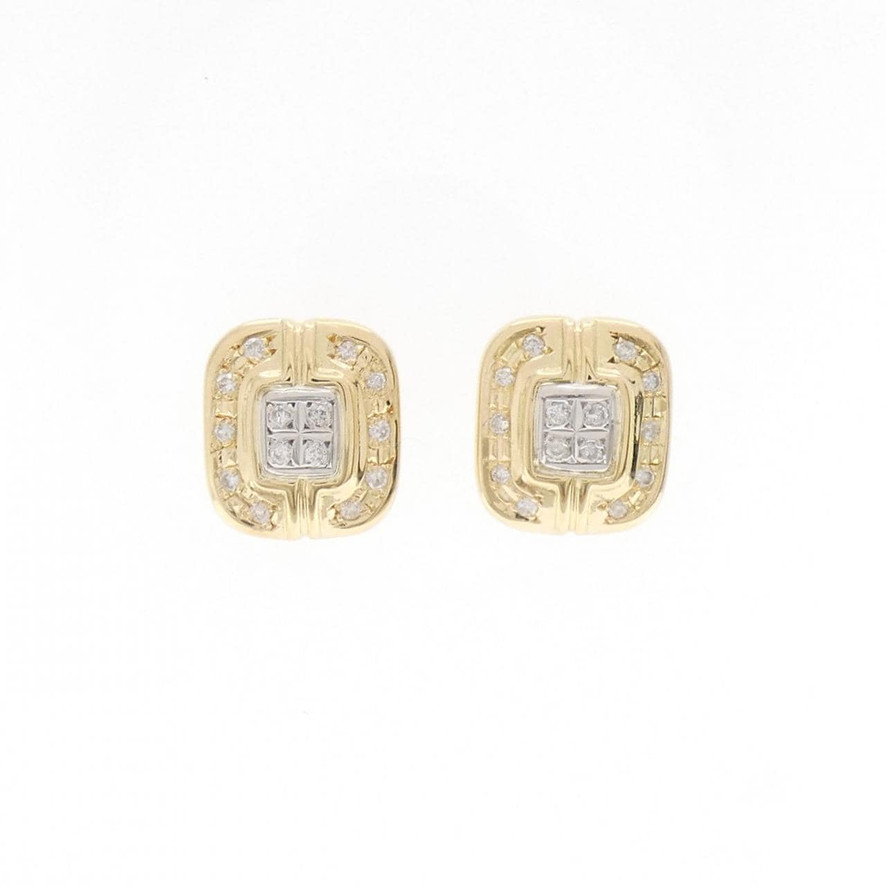 K18YG/PT850 ダイヤモンド ピアス 0.18CT