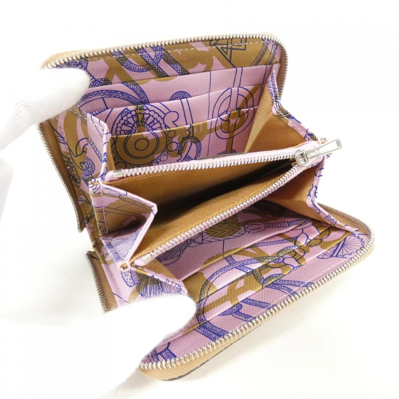 HERMES CLIQUETIS TATTOO AQUARELLE Silk in Compact 083774CK Wallet