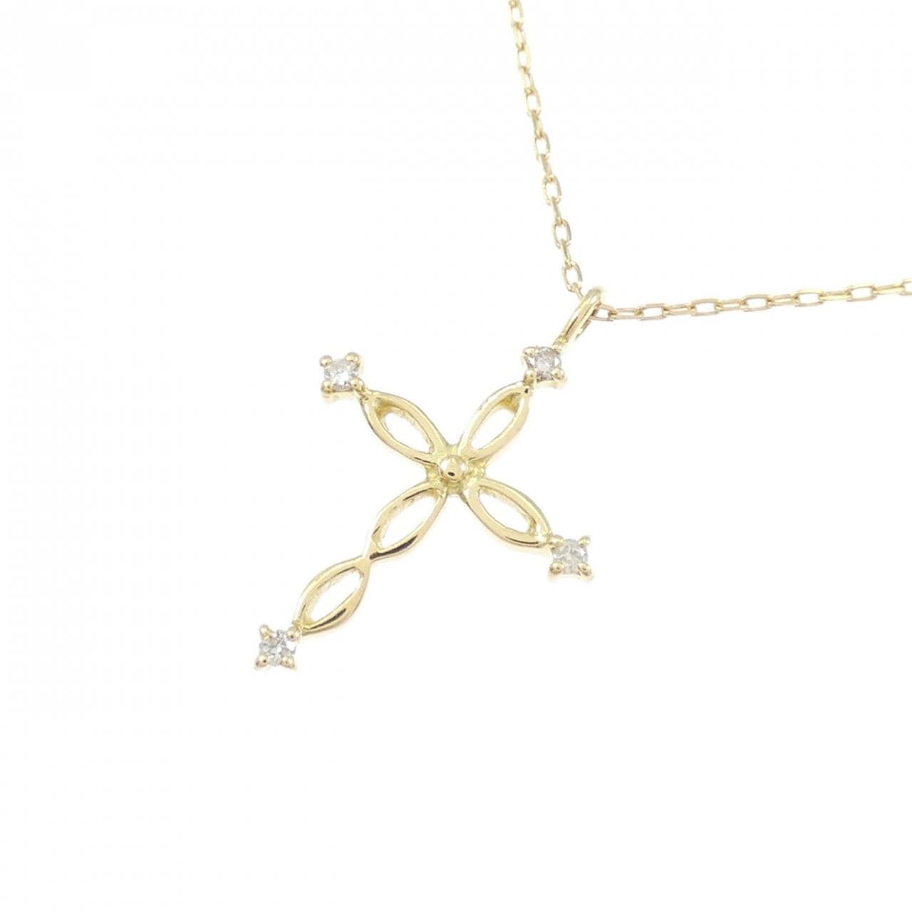 K18YG クロス ダイヤモンド ネックレス 0.01CT