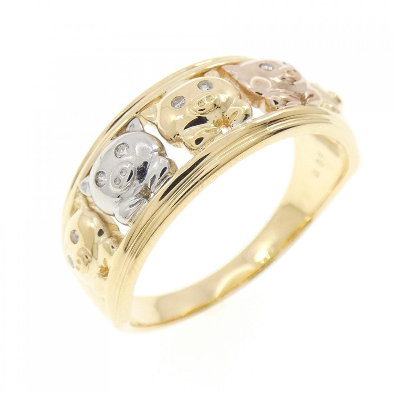 K18YG/PT900/K18PG豬鑽石指0.05CT