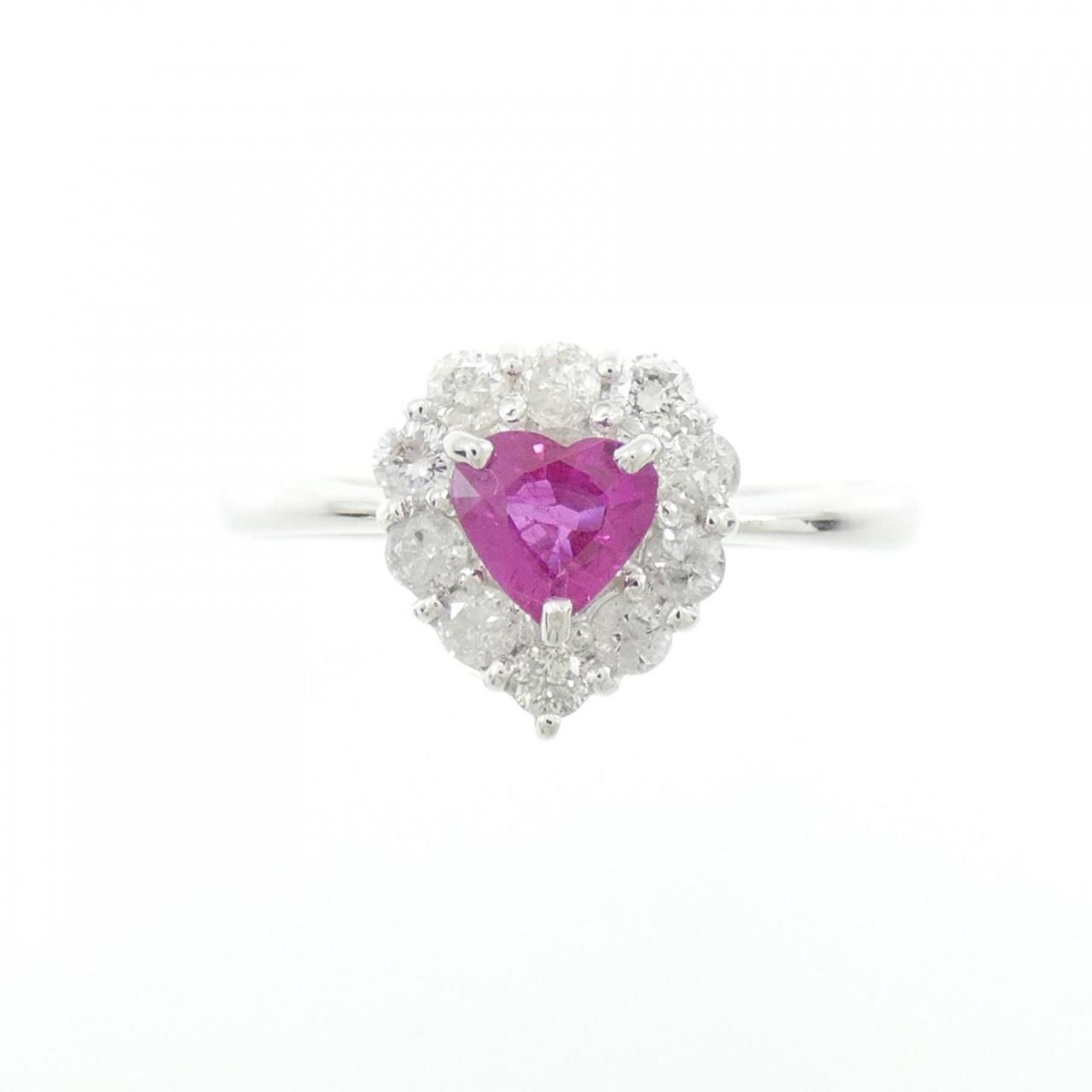 K18WG ハート ルビー リング 0.25CT