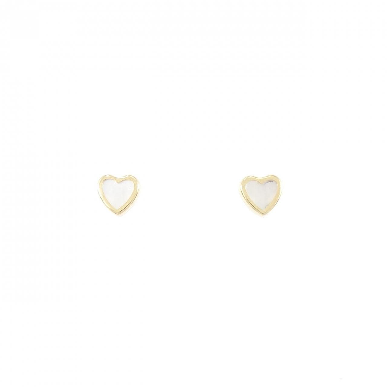[BRAND NEW] 750YG Heart Mother of Pearl Earrings