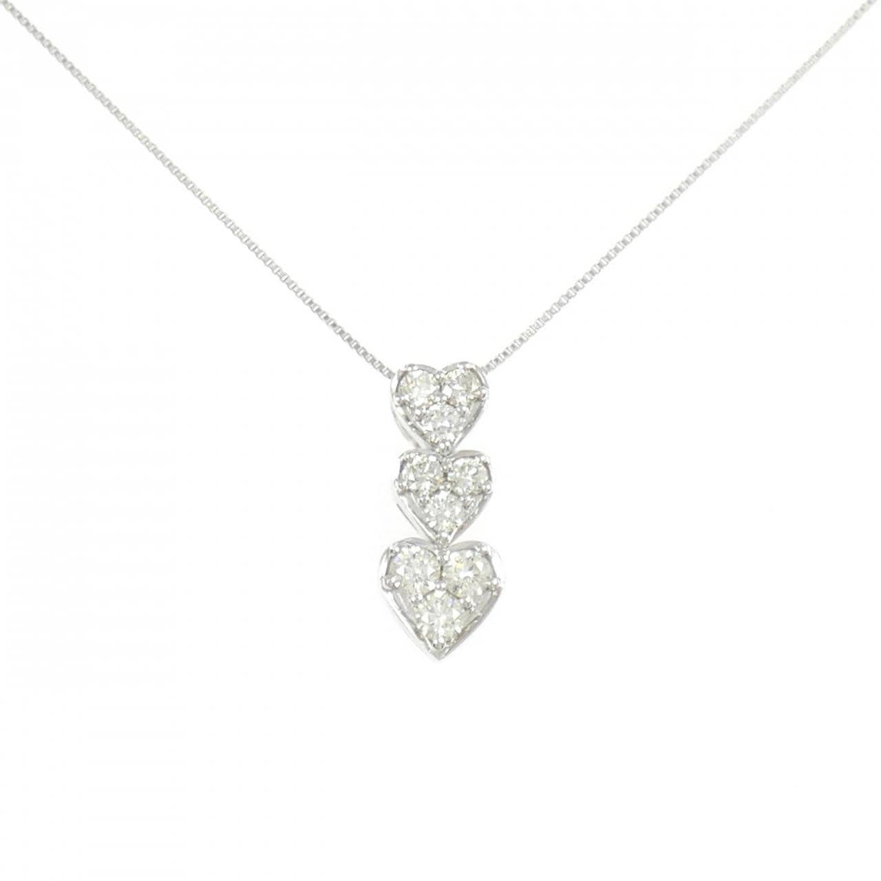 K18WG ハート ダイヤモンド ネックレス 0.40CT