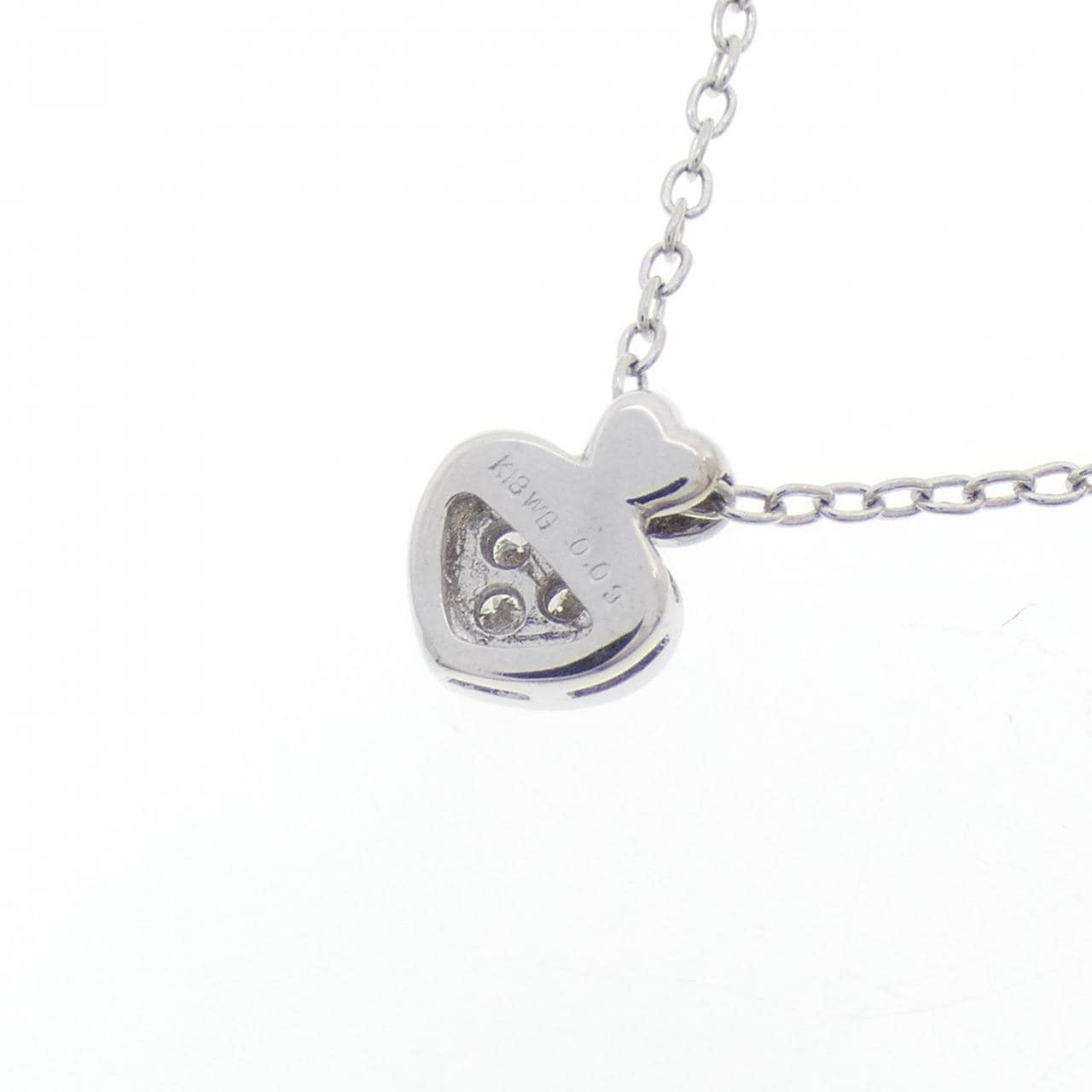 K18WG/PT850 ハート ダイヤモンド ネックレス 0.03CT