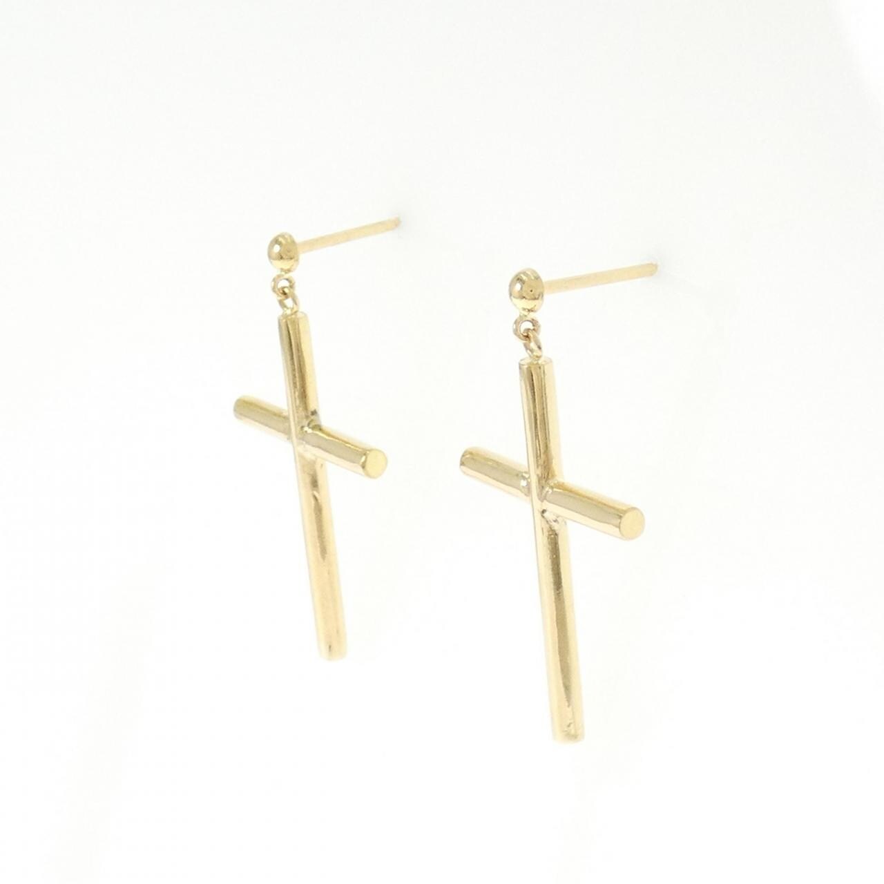 【新品】K18YG クロス ピアス