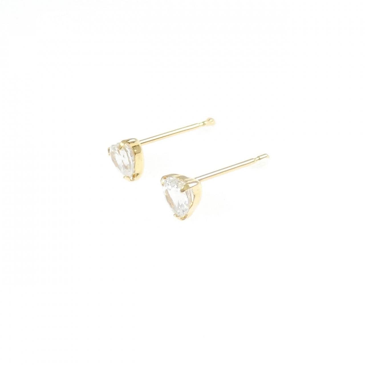 【新品】K18YG ハート ホワイトサファイヤ ピアス 0.60CT