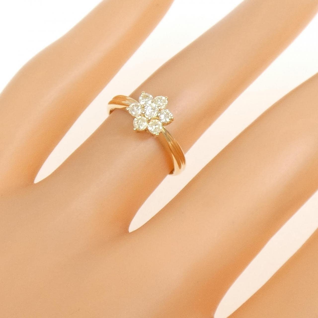 K18YG フラワー ダイヤモンド リング 0.33CT