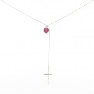 K10YG クロス ルビー ネックレス