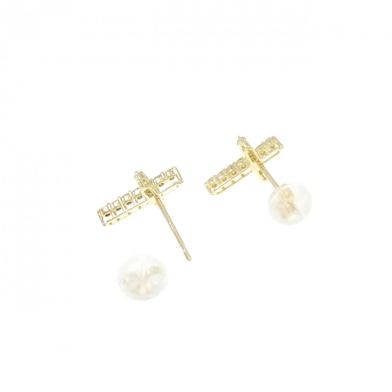 【新品】K18YG クロス ダイヤモンド ピアス 0.20CT
