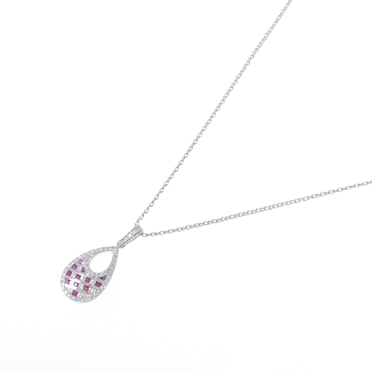 K18WG ルビー ネックレス 0.21CT