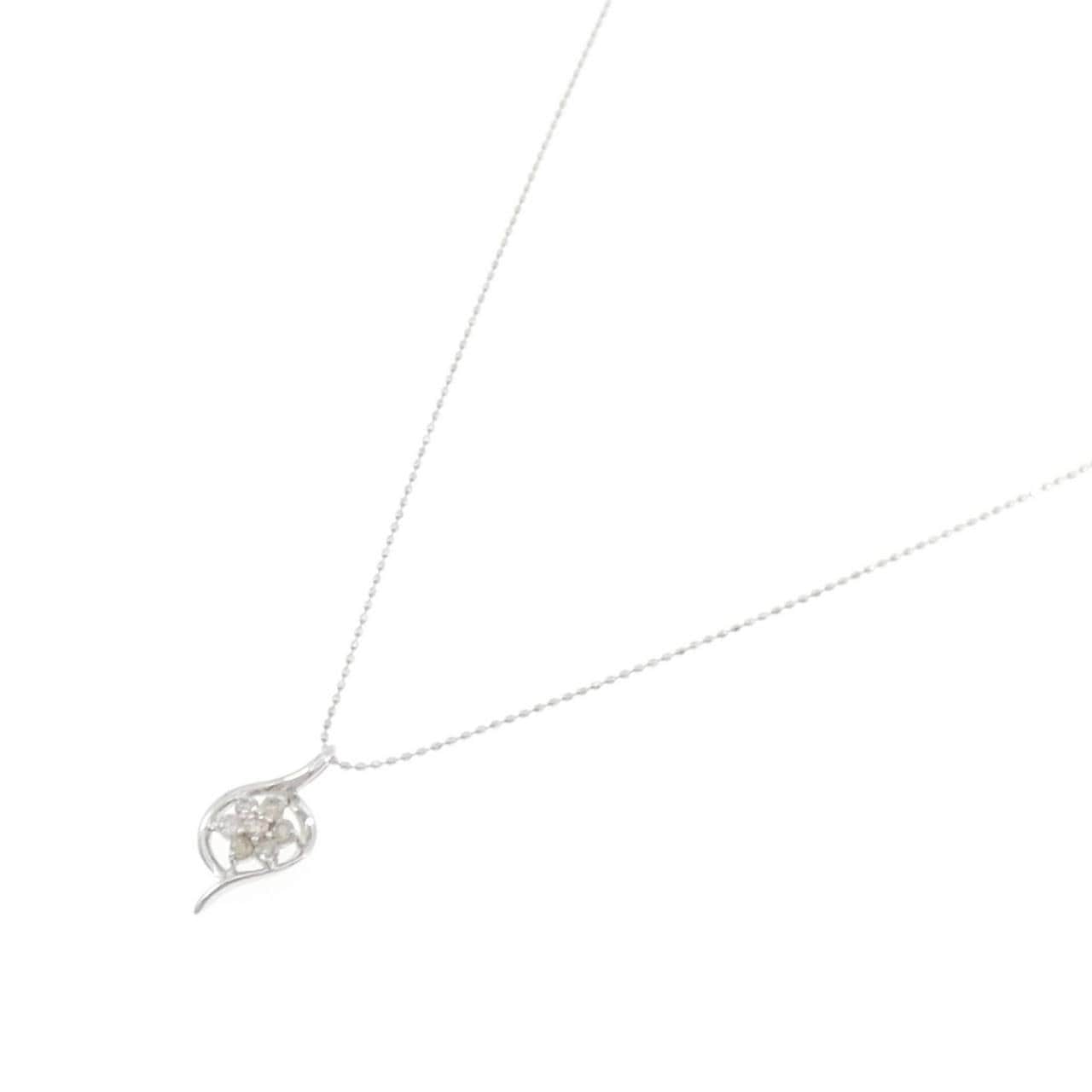 K18WG フラワー ダイヤモンド ネックレス 0.25CT