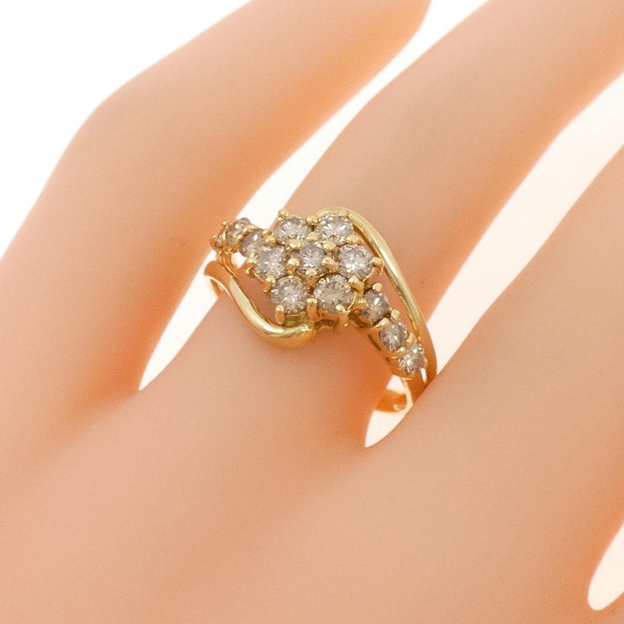 K18YG フラワー ダイヤモンド リング 1.00CT