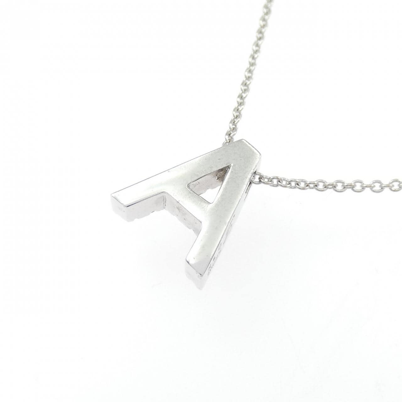 K18WG イニシャルA ダイヤモンド ネックレス 0.15CT