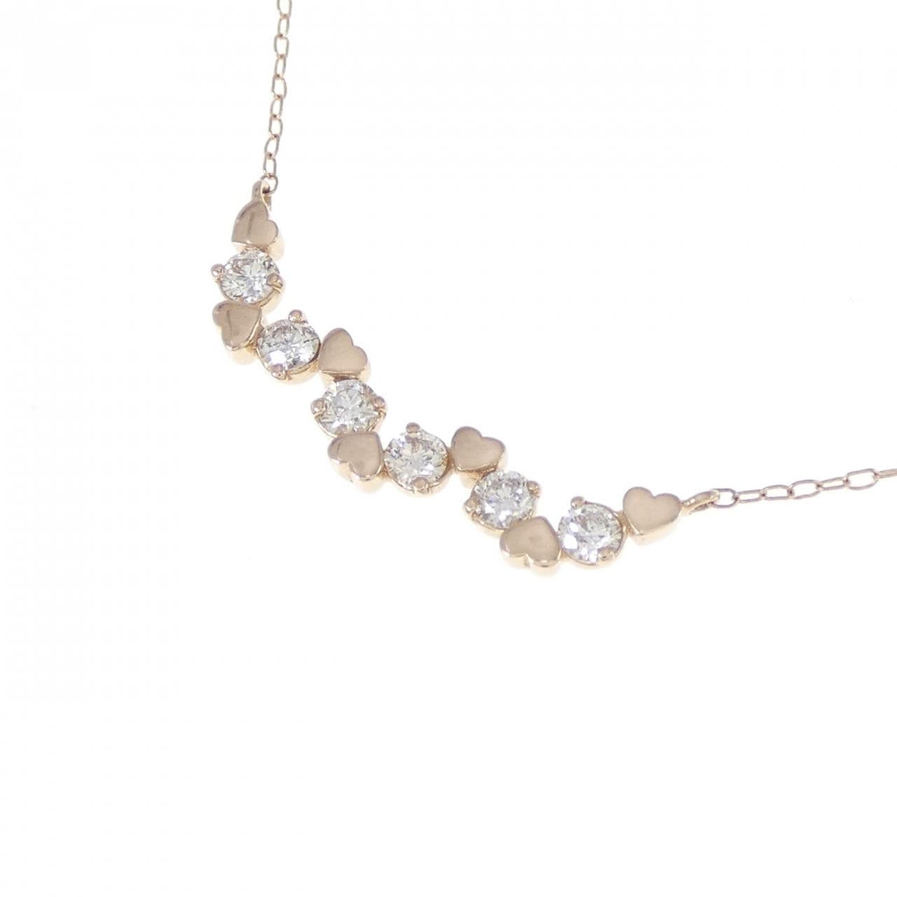 K18PG ハート ダイヤモンド ネックレス 0.30CT
