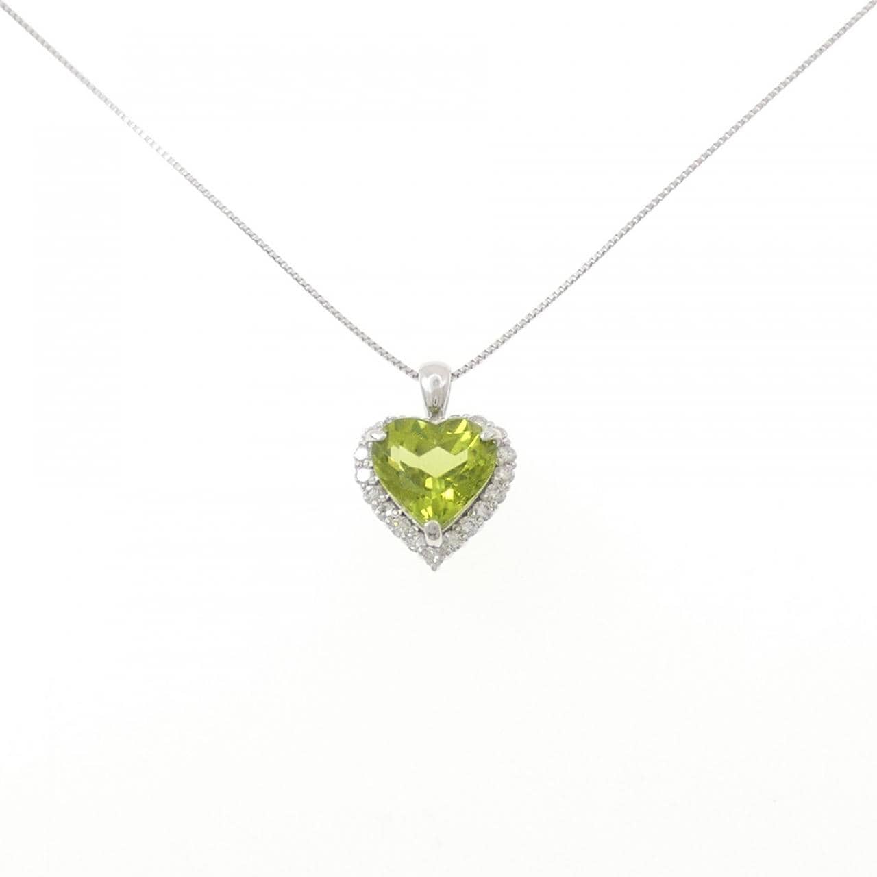 K18WG ハート ペリドット ネックレス 2.66CT