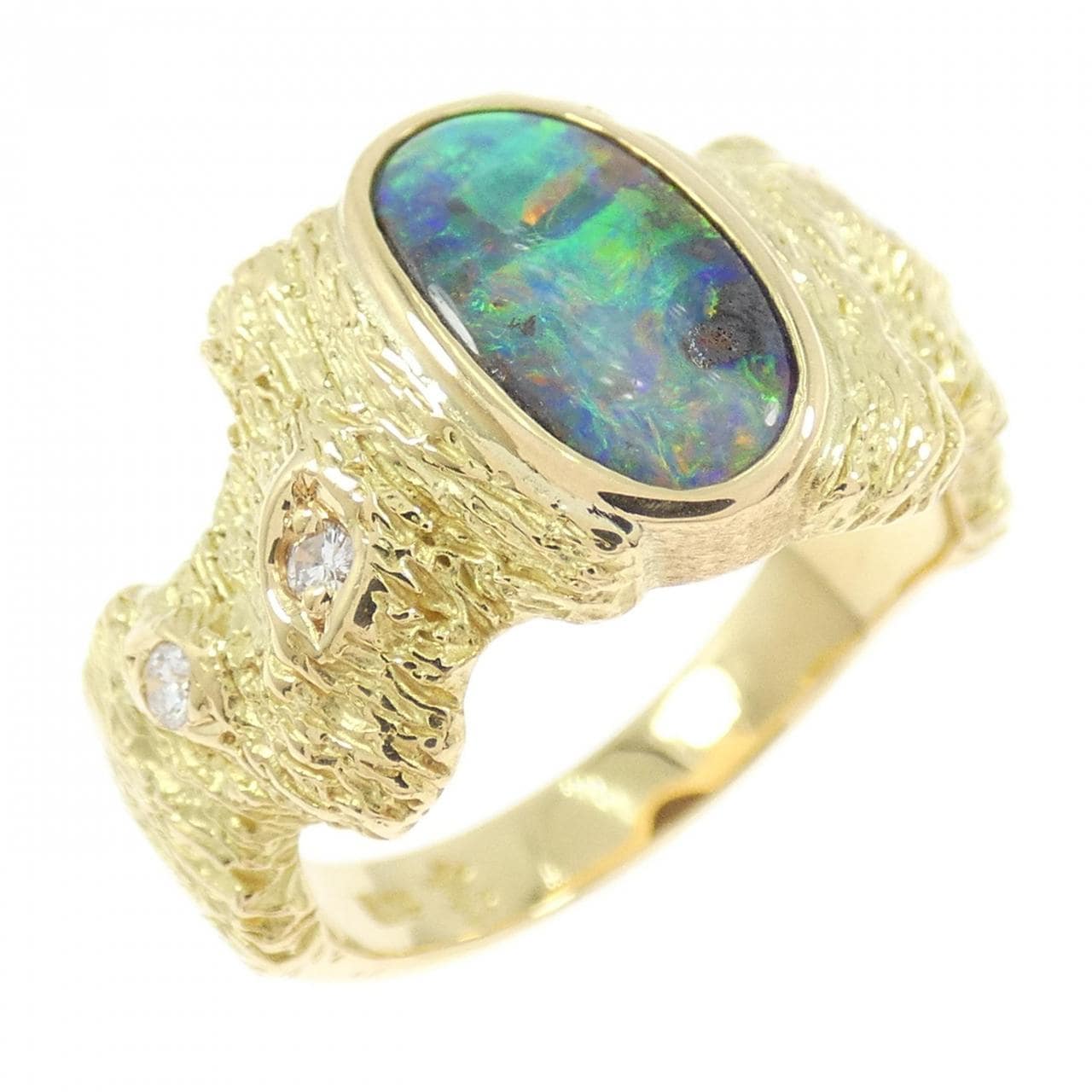 K18YG ボルダーオパール リング