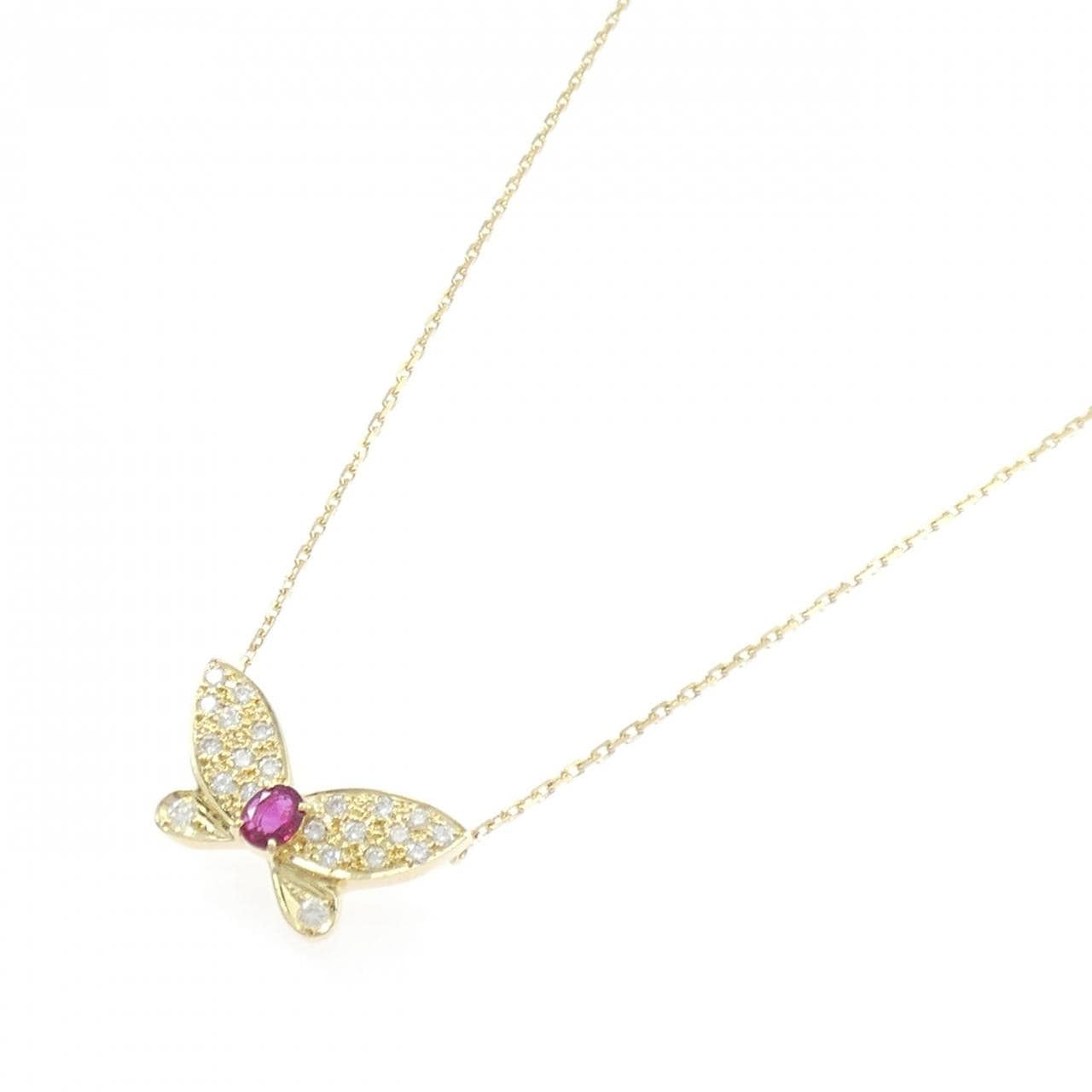 K18YG チョウチョウ ルビー ネックレス 0.478CT