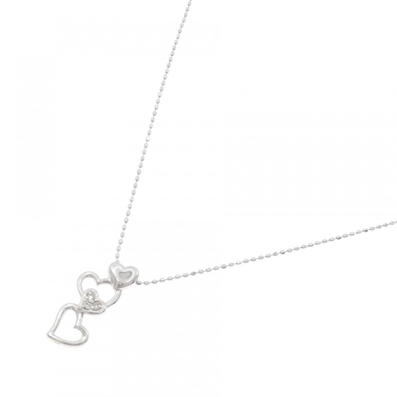 K18WG ハート ダイヤモンド ネックレス 0.02CT