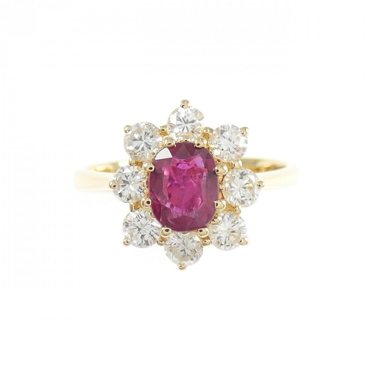 K18YG ルビー リング 0.88CT