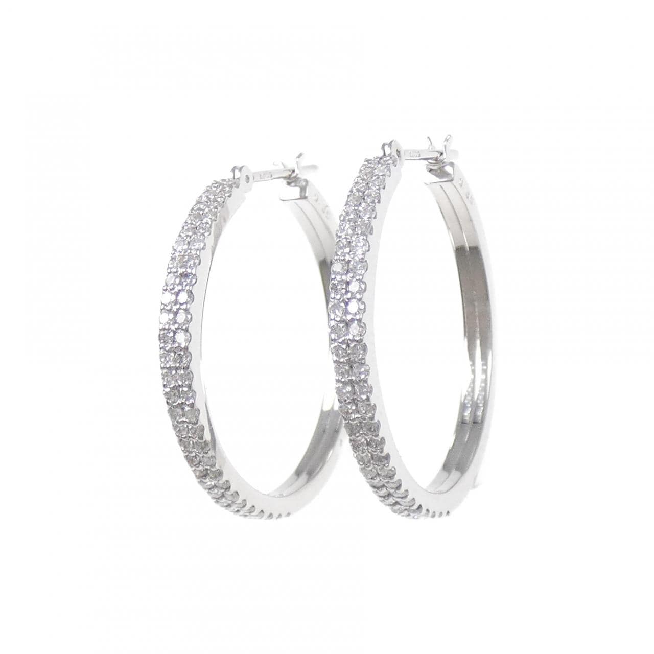 K18WG ダイヤモンド フープ ピアス 0.72CT