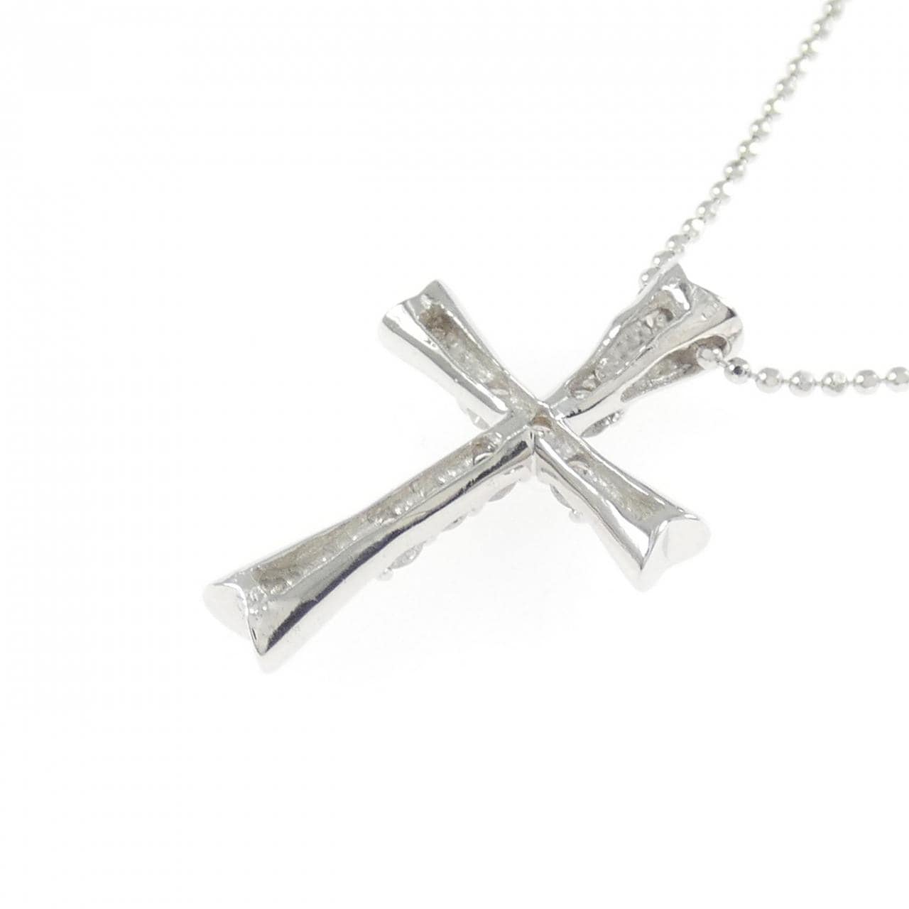 K18WG クロス ダイヤモンド ネックレス 0.30CT