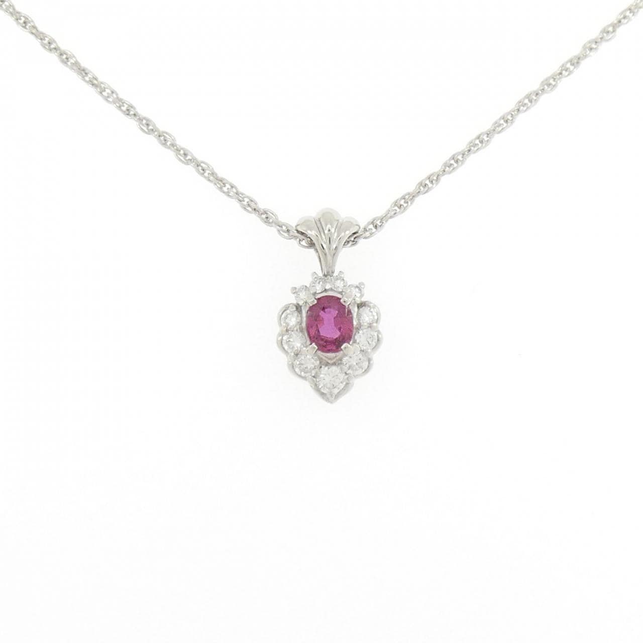PT900/PT850 ルビー ネックレス 0.56CT