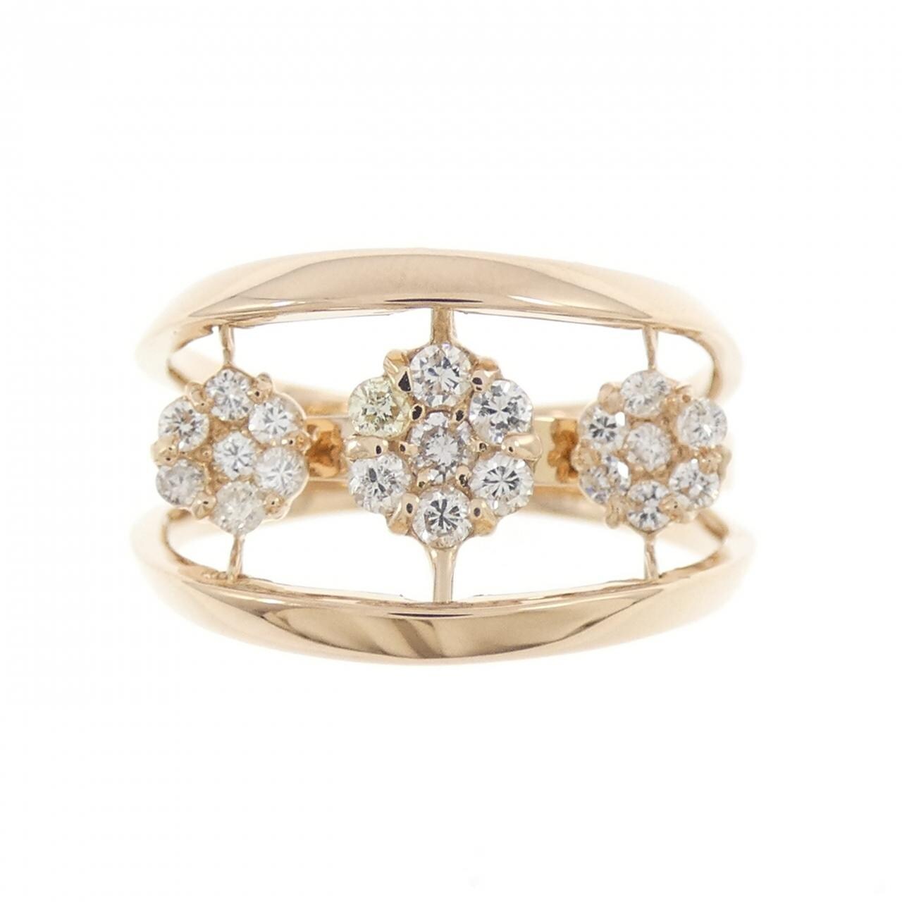 K18PG フラワー ダイヤモンド リング 0.30CT