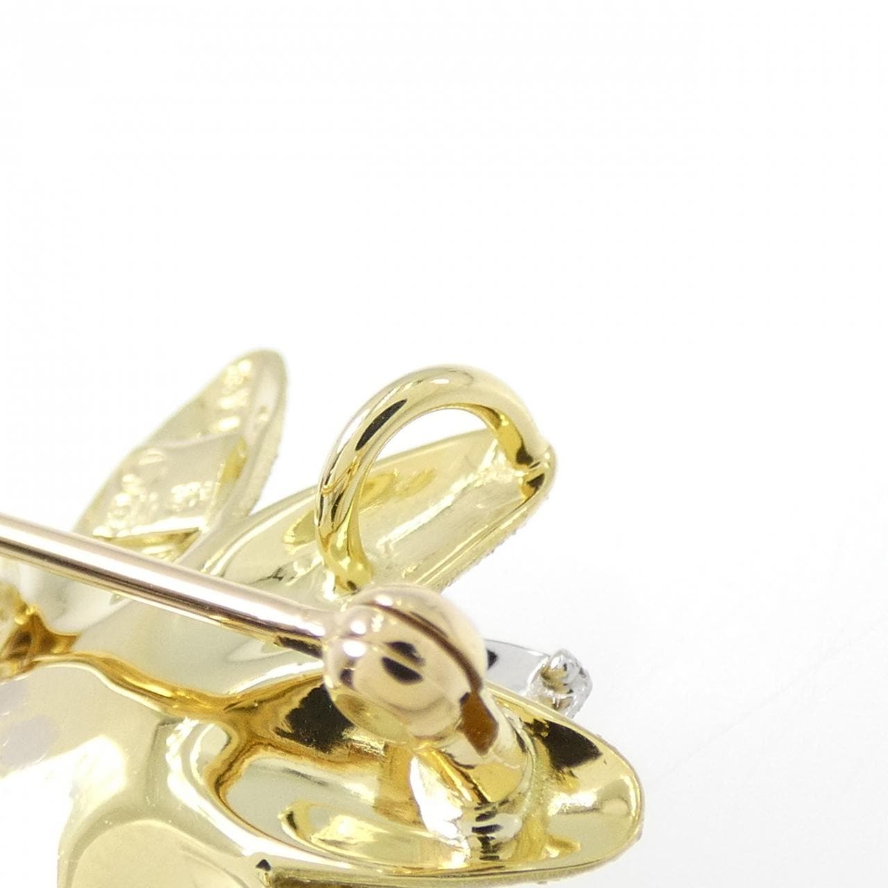 K18YG/K18WG Flower Diamond Brooch 0.13CT