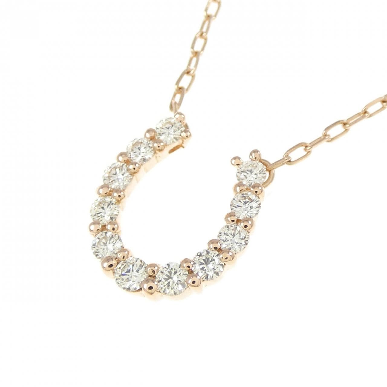 K10PG ホースシュー ダイヤモンド ネックレス 0.20CT