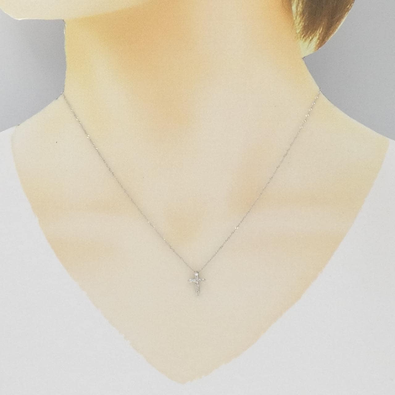 PT900/PT850 Cross Diamond Necklace 0.15CT