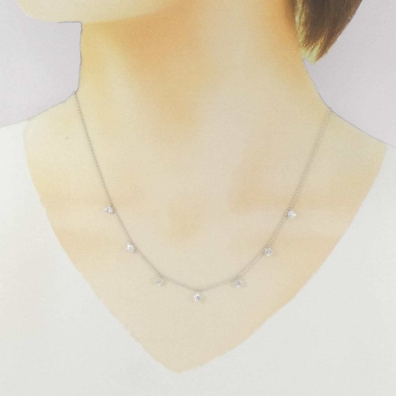 K18WG ダイヤモンド ネックレス 1.00CT