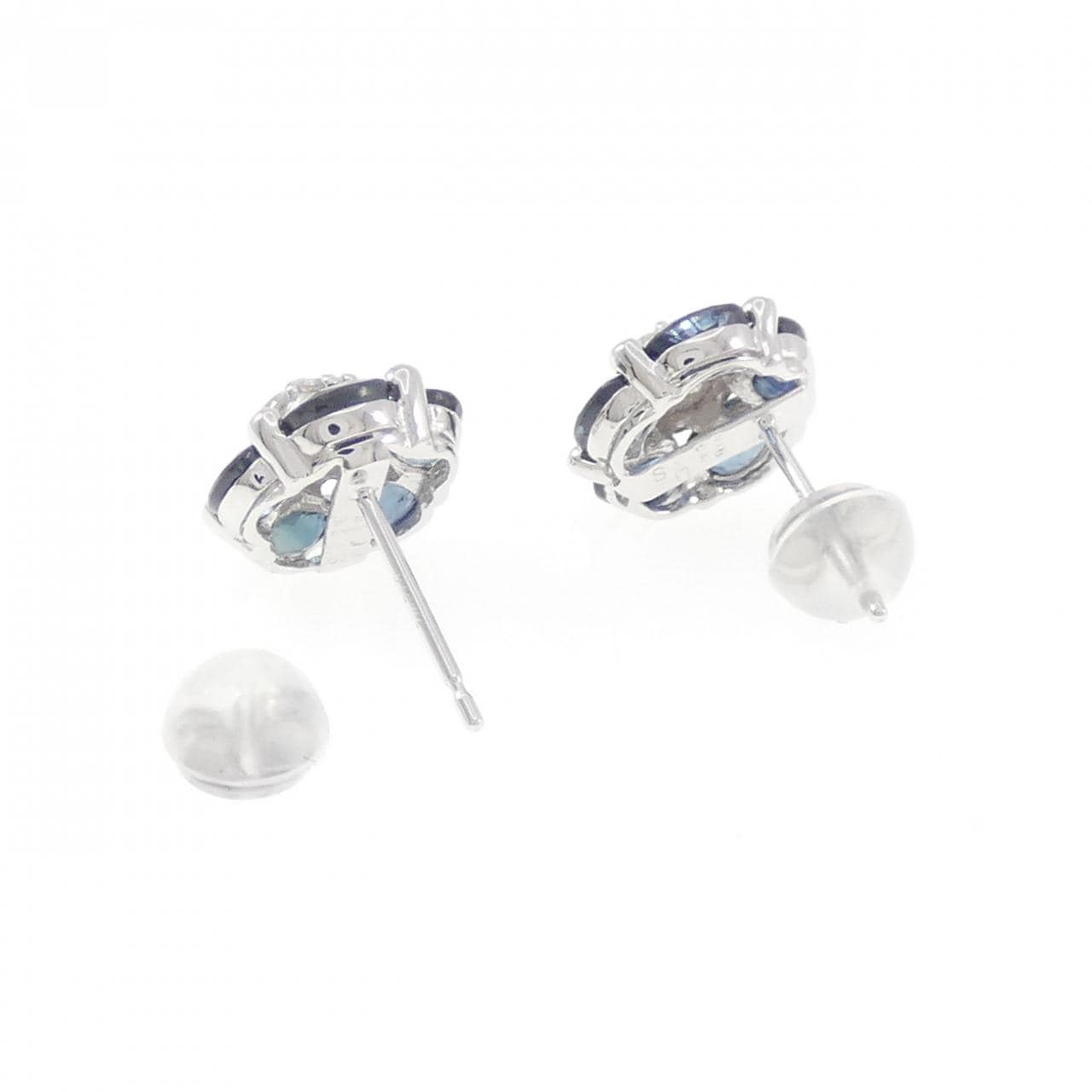 K18WG フラワー サファイヤ ピアス 2.52CT