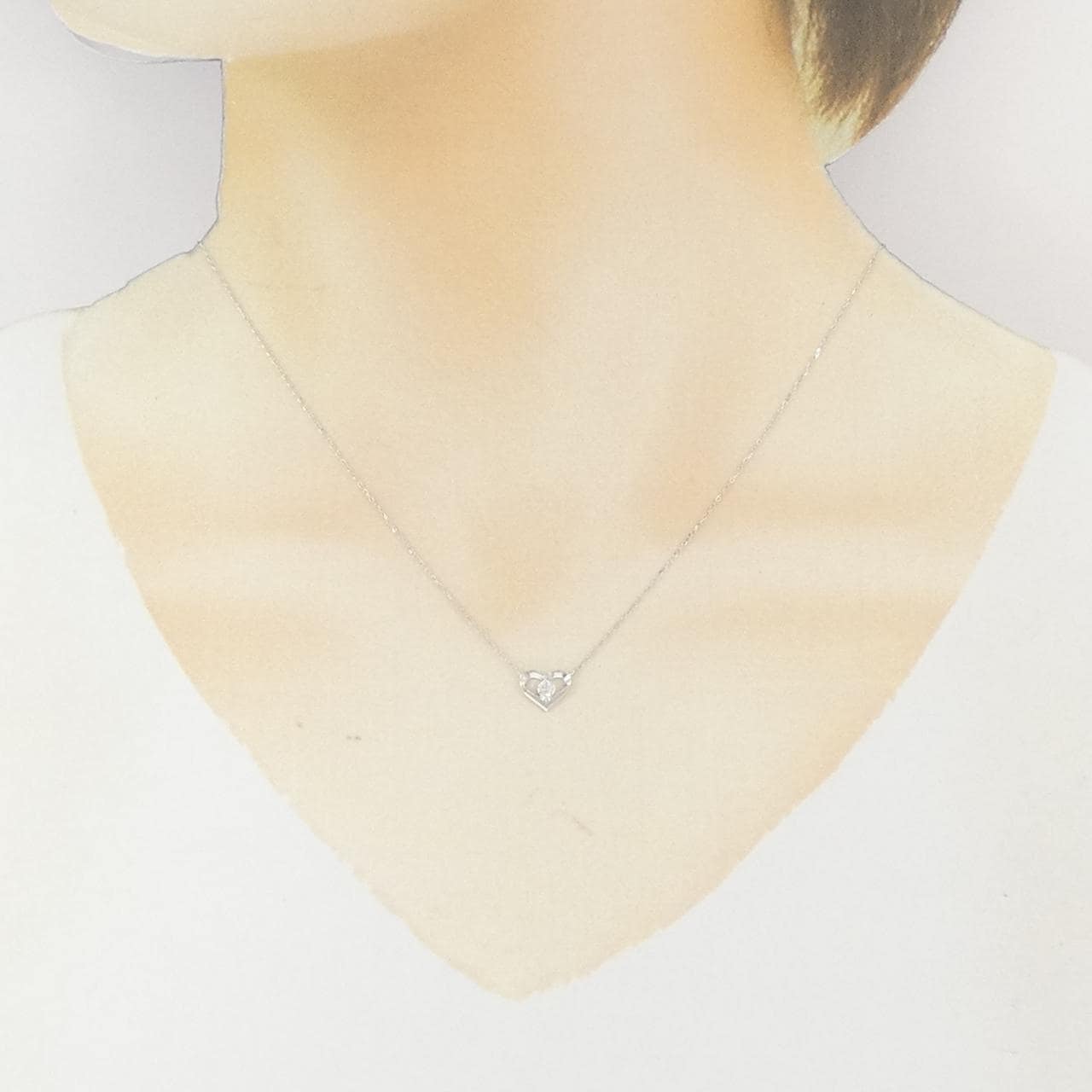 K18WG ハート ダイヤモンド ネックレス 0.08CT