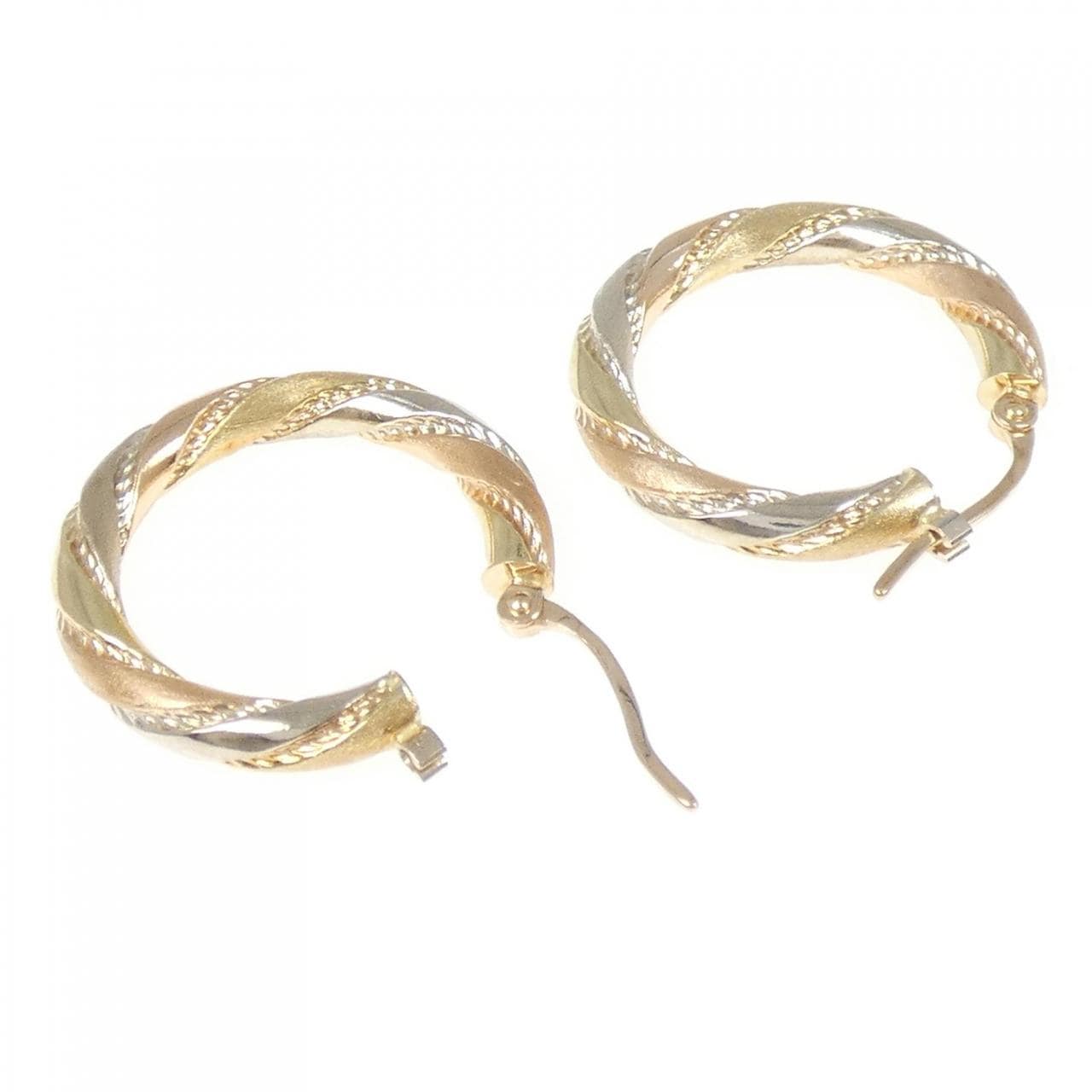 K18スリーカラー フープ ピアス