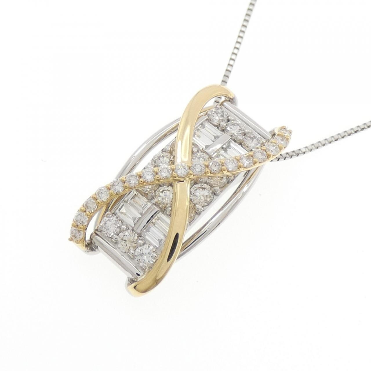 【新品】PT900/K18YG/PT850 ダイヤモンド ネックレス 1.00CT