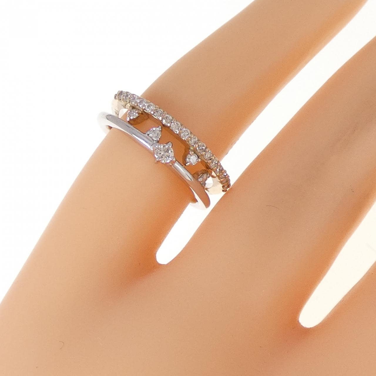 K18WG/K18PG ダイヤモンド ピンキーリング 0.16CT