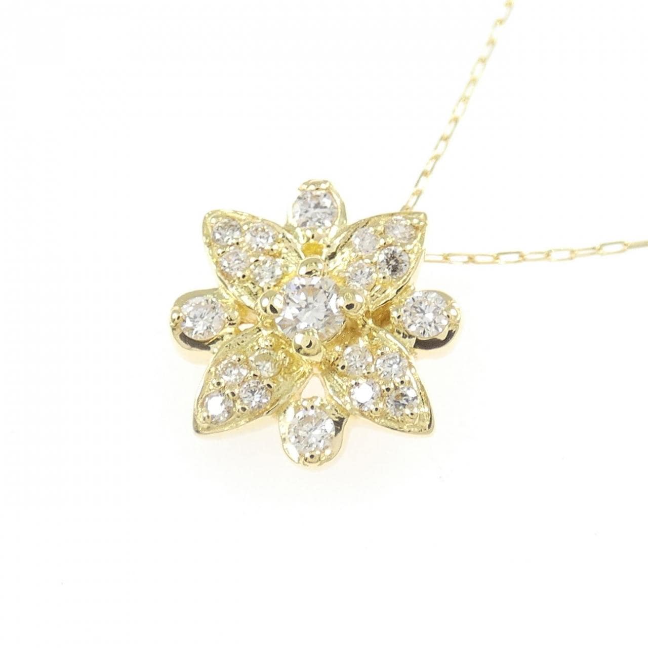 K18YG フラワー ダイヤモンド ネックレス 0.23CT