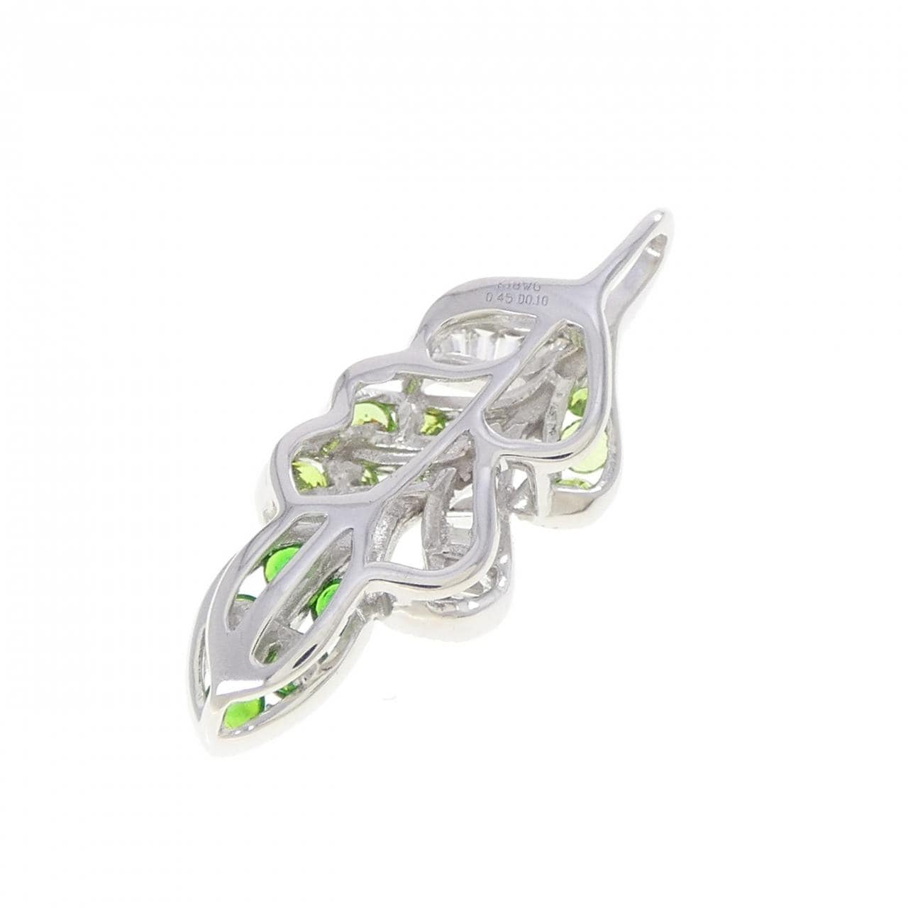 K18WG リーフ デマントイドガーネット ペンダント 0.45CT